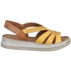 Dámské celokožené sandály na klínku MANITU 910207-06 žluté