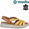 Dámské celokožené sandály na klínku MANITU 910207-06 žluté