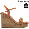 Kožené dámské sandály na klínku 64802302 TAMARIS 1-28041-42-606 oranžové