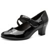 Dámské lakované lodičky na podpatku stélka šíře H JANA 8-24465-43 018 černé