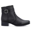 Dámské kožené kotníkové boty na podpatku RIEKER 78664-00 černé