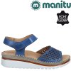 Dámské Celokožené sandály na klínku MANITU 910212-05 modré