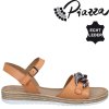 Dámské Celokožené sandály na klínku PIAZZA italy 910282-62 hnědé