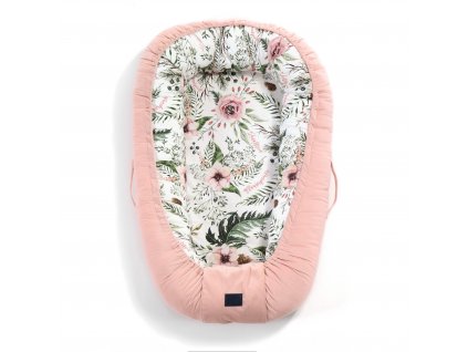 Luxusní hnízdo pro miminko La Millou Velvet collection Powder Pink & Wild Blossom