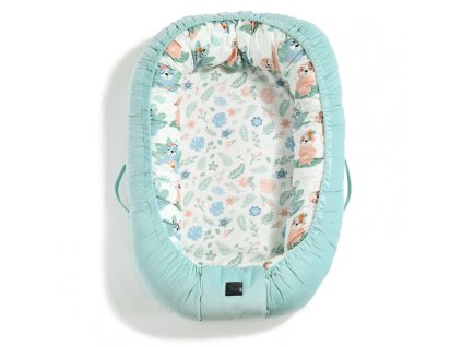 Luxusní hnízdečko pro miminko La Millou Velvet collection Audrey Mint & Yoga Candy Sloths