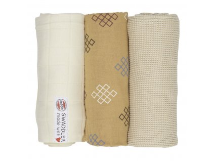 Lodger Látkové pleny Swaddler Empire Knot 3balení 70 x 70 cm Ivory 1