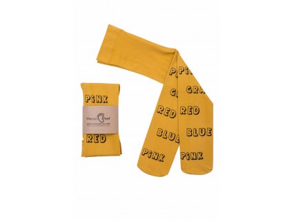 Mama's Feet Dětské jarní punčocháče Print Subtitles žluté (Velikost 2-4 roky)