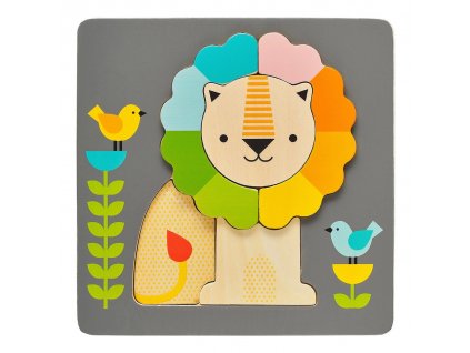 Petit Collage Barevné dřevěné puzzle lev