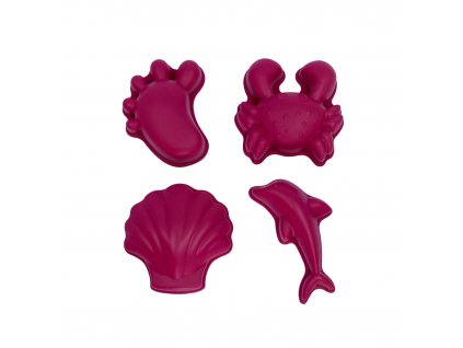 Scrunch Dětské silikonové bábovičky na písek Cherry red - sytě růžové