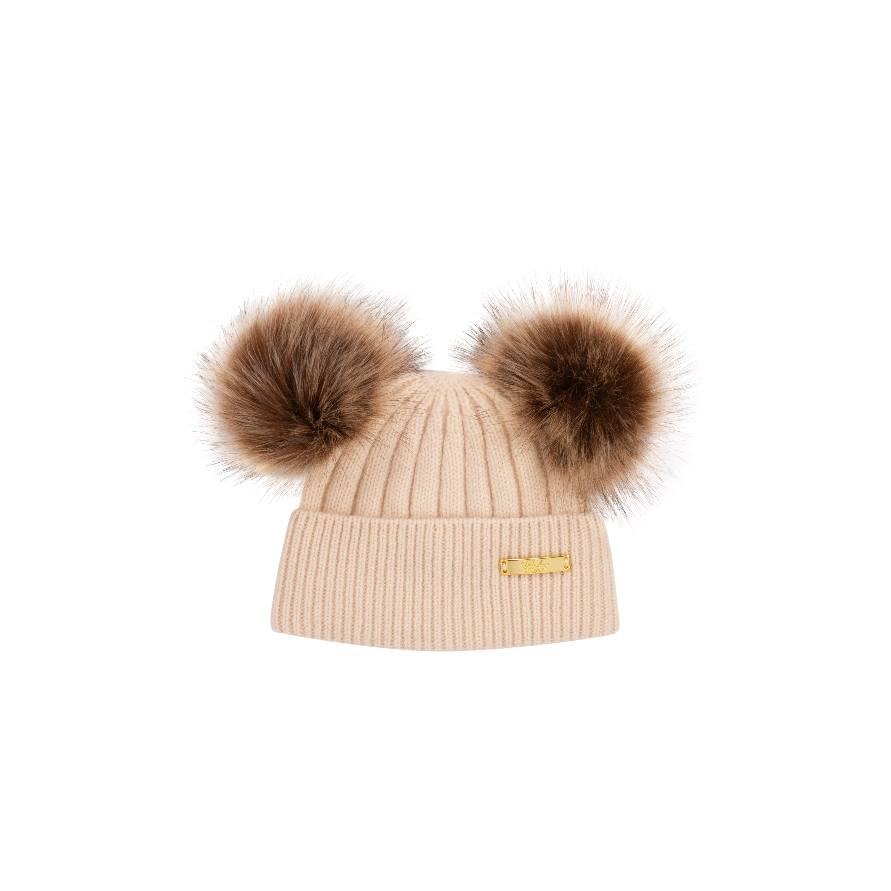 Bjällra of Sweden Bjällra Čepice s bambulkami Beige New 0-1 rok