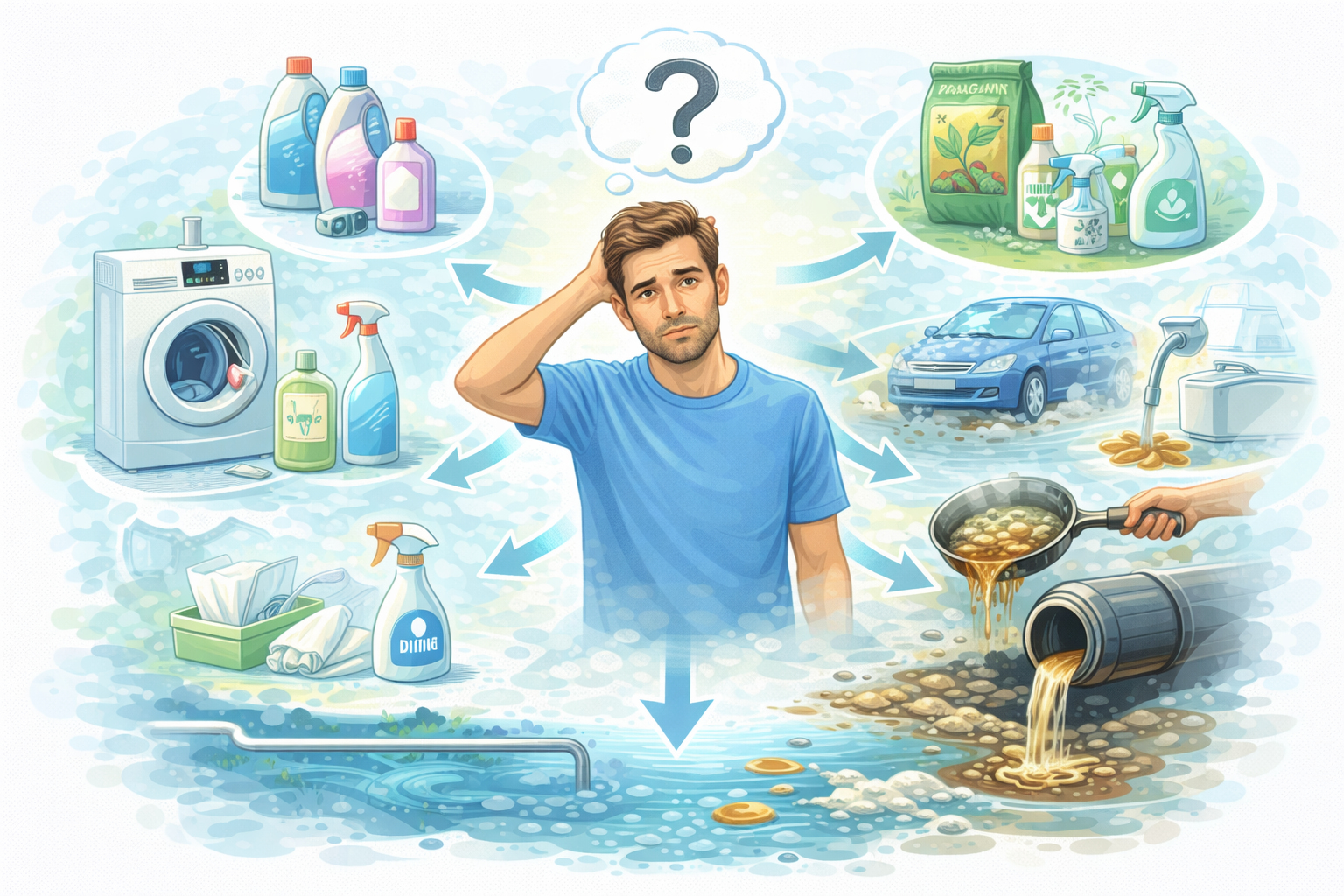 8. Zkuste se na chvíli zastavit: co všechno dnes pošlete do vody Vy?