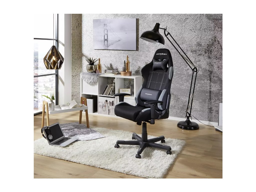 Herní židle DXRacer 5 (OH/FD01/NG) / nosnost 130 kg / černá / šedá / 2.  JAKOST