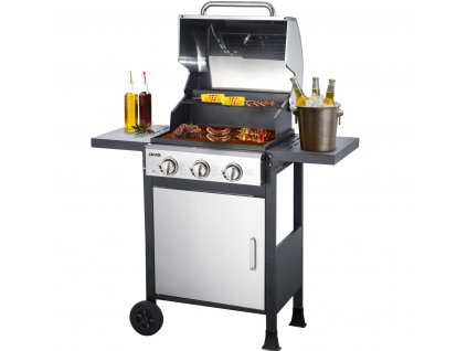 Multifunkční plynový BBQ gril DMS Germany GB-P300D-H / 3 hořáky / nerez