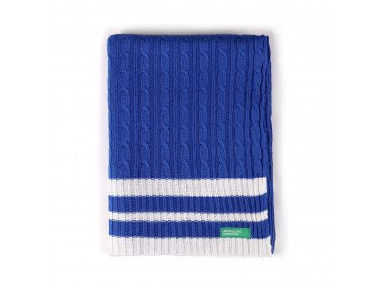 Pletená deka United Colors of Benetton / 100% akrylové vlákno / 140 x 190 cm / modrá