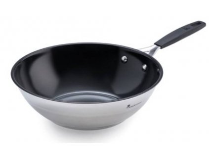 Wok pánev MasterPro / Ø 28 cm / kovaný hliník / nerez / černá / stříbrná