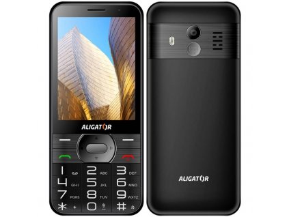 Mobilní telefon Aligator A900 Senior + nabíjecí stojánek (A900B) / 1600 mAh / SOS tlačítko / 320 x 240 px / 3,2" (8,1 cm) TFT displej / černá / ROZBALENO
