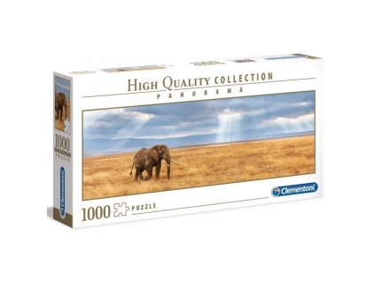 Kvalitní puzzle Clementoni "Osamělý" slon Panorama / 1000 ks