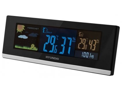 Meteostanice Hyundai WS 2468 / barevný displej / 433 MHz / venkovní teplota -25 °C až +50 °C / dosah 30 m / černá/stříbrná / ZÁNOVNÍ