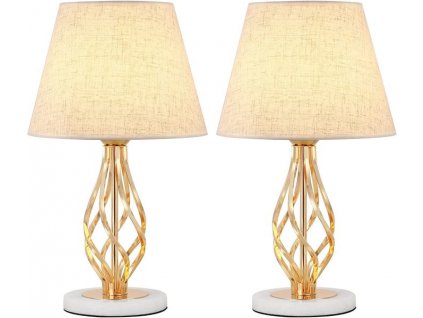 Sada 2 stolních lamp, zlatá s bílým stínidlem / ROZBALENO