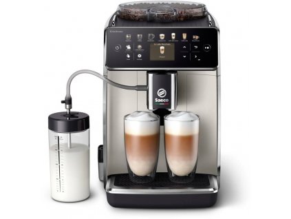 Automatický kávovar Espresso Saeco GranAroma SM6582/30 / 3 teploty / 15 bar / 12 hrubostí mletí / 1500 W / černá/stříbrná / ZÁNOVNÍ