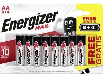 Tužkové baterie AA Energizer Max LR6 / 12 ks (8 + 4 zdarma) / 1,5 V / alkalicko-manganová