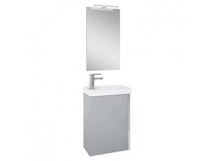 Koupelnový set Joy 45,5 cm / umyvadlo / skříńka / LED zrcadlo / lesklá šedá