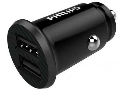 Adaptér do auta Philips DLP2510/03 / 2 výstupy USB-A / zapalovač / černá / POŠKOZENÝ OBAL