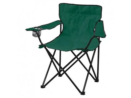 Campingová židle s držákem na nápoje / nosnost 100 kg / zelená