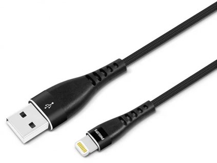 Opletený kabel Philips DLC5206V/00 pro Lightning / 2 m / černá / POŠKOZENÝ OBAL
