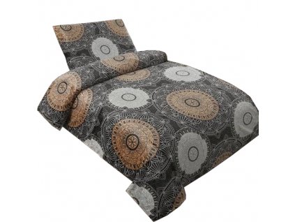 3-dílné ložní povlečení Nelson / 240 g/m² / mikroplyš / 2 ks 70 x 90 cm / 220 x 200 cm / 100 % polyester / černá / hnědá