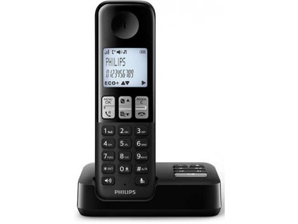 Bezdrátový telefon se záznamníkem Philips D2551B/01 / 500 mAh / 1,8" (4,6 cm) / budík / 20 tlačítek / až 16 h hovoru / černá / ROZBALENO