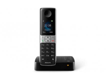 Bezdrátový telefon se záznamníkem Philips D635 / dosah 300 m / černá / ZÁNOVNÍ