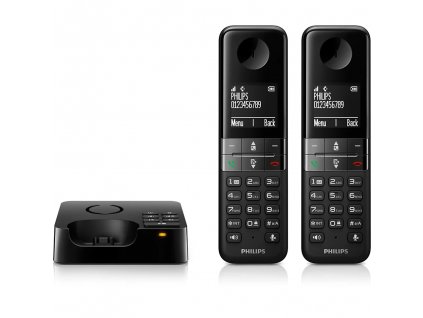 Bezdrátový telefon se záznamníkem Philips D4752B/01 / 1,8" (4,6 cm) / 500 mAh / až 16 h hovoru / černá / ROZBALENO