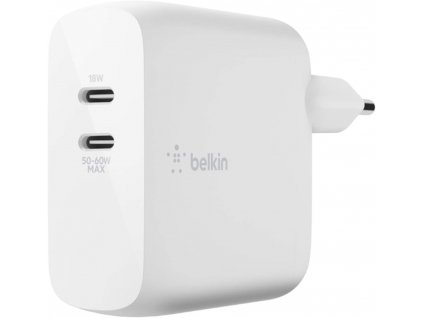 Napájecí adaptér Belkin WCH003vf / 2 x USB-C / 63 W / bílá / ROZBALENO