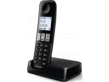 Bezdrátový telefon Philips D2501B/01 / 500 mAh / černá / ROZBALENO