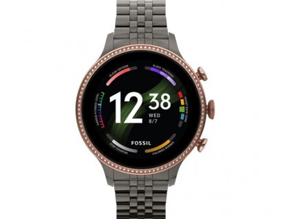 Chytré hodinky Fossil Gen 6 FTW6078 / 42 mm / 8 GB / GPS / NFC / Stainless Steel Case & Stainless Steel Band / Gunmetal / ZÁNOVNÍ