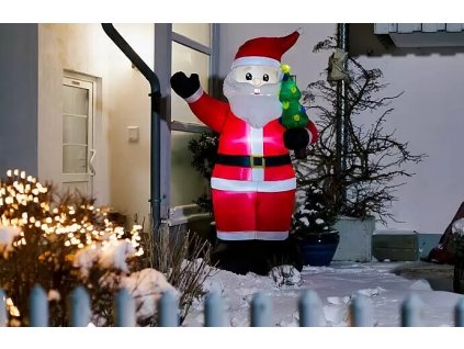 LED nafukovací vánoční dekorace Santa Claus / 12 W / výška 245 cm / venkovní i vnitřní / studená bílá