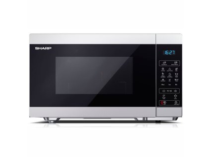 Mikrovlnná trouba Sharp YC-MG81ES / 900 W / 28 l / Ø otočného talíře 31,5 cm / s grilem / 8 automatických programů / stříbrná / ZÁNOVNÍ