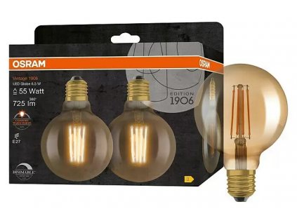 Sada 2 LED žárovek Osram Vintage Edition 1906 / 6,5 W / E27 / G95 / teplá bílá
