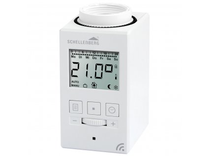 Digitální radiátorový termostat Schellenberg / 6,5 x 5 x 8,8 cm / 0 °C až +50 °C / IP20 / M30 x 1,5 mm / plast / bílá