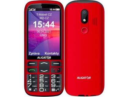 Mobilní telefon Aligator A830 Senior + stojánek / 3,5" (8,9 cm) / TFT LCD displej / 480 × 320 px / GPS / červená / ROZBALENO
