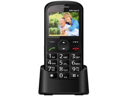 Mobilní telefon CPA Halo 11 Senior TELMY1011BK s nabíjecím stojánkem / 2,4" (6,1 cm) / 220 x 176 px / 900 MHz / černá / ROZBALENO