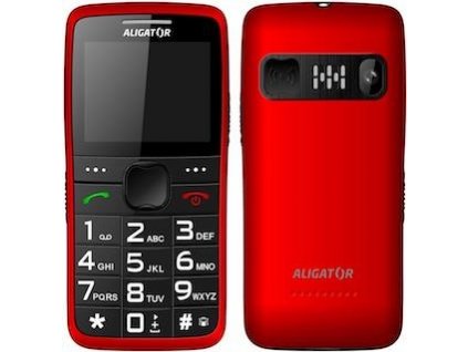 Mobilní telefon Aligator A675 Senior + stojánek / 2,2" (5,6 cm) / 900 mAh / 220 × 176 px / TFT displej / Bluetooth / červená / ROZBALENO