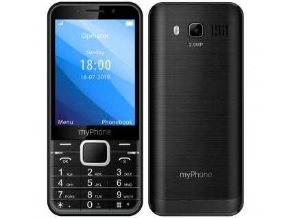 Mobilní telefon myPhone Up TELMYUPBK / 3,2" (8,1 cm) / 16GB/32GB / Bluetooth / černá / ROZBALENO