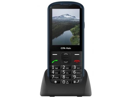 Mobilní telefon CPA Halo 18 Senior s nabíjecím stojánkem (TELMY1018BL) / 900 mAh / 320 x 240 px / 2,8" (7,1 cm) / 0,3 Mpx / modrá / ROZBALENO