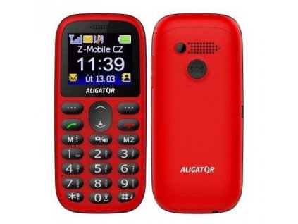 Mobilní telefon Aligator A510 Senior + nabíjecí stojánek / 1,8" / Li-Ion / Bluetooth / červená / ROZBALENO