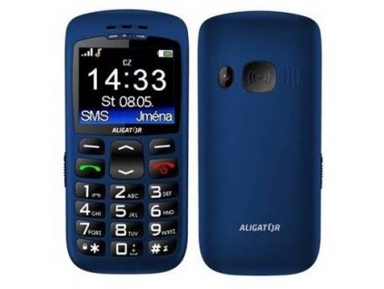 Mobilní telefon Aligator A670 Senior (A670BE) / 2,2" (5,6 cm) / 900 mAh / TFT LCD displej / 0,3 Mpx / 220 × 176 px / modrá / POŠKOZENÝ OBAL