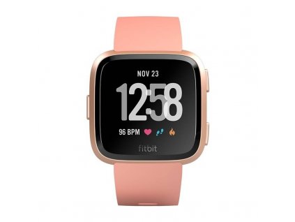 Chytré hodinky Fitbit Versa FB505RGPK-EU / 2 velikosti řemínku v balení / GPS / Peach / Rose Gold Aluminum / POŠKOZENÝ OBAL