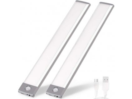 Set 2 senzorových LED lišt / teplá bílá/studená bílá / stříbrná