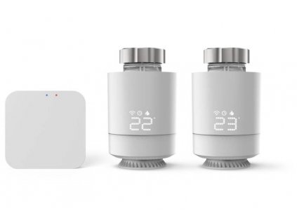 Bezdrátová termohlavice Hama SMART set pro regulaci vytápění / LED displej / Wi-Fi / ZigBee / +5 až +30 °C / centrála + 2x hlavice (176593) / bílá